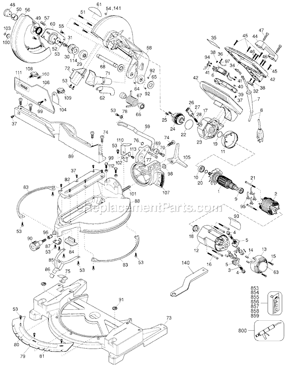 Page A Diagram and Parts List for 3680 Type 2 Black and Decker Miter Saw